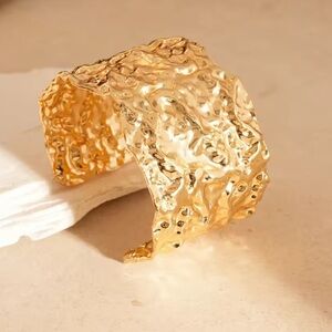 Elegant Gold Textured Cuff Bracelet